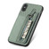 iPhone XS Max Carbon Fiber Horizontal Flip Zipper Wallet Phone Case - Green