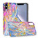 iPhone XS Max Laser Glitter Watercolor Pattern Shockproof Protective Case with Ring Holder - FD1