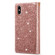 iPhone XS Max Multi-card Slots Starry Sky Laser Carving Glitter Zipper Horizontal Flip Leather Case with Holder & Wallet & Lanyard - Rose Gold