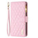 iPhone XS Max Diamond Lattice Zipper Wallet Leather Flip Phone Case - Pink