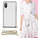 iPhone XS Max Elegant Rhombic Pattern Microfiber Leather +TPU Shockproof Case with Crossbody Strap Chain - White
