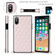 iPhone XS Max Elegant Rhombic Pattern Microfiber Leather +TPU Shockproof Case with Crossbody Strap Chain - Pink