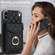 iPhone XS Max Rhombic Texture Card Bag Phone Case with Long Lanyard - Black