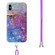 iPhone X / XS 2.0mm Airbag Shockproof TPU Phone Case with Lanyard - Blue Purple Marble