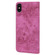 iPhone X / XS Cartoon Sakura Cat Embossed Leather Case - Rose Red