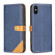 iPhone X / XS Color Matching Double Sewing Thread Leather Case - Blue