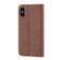 iPhone X / XS Cubic Grid Calf Texture Magnetic Closure Leather Phone Case - Brown
