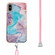 iPhone X / XS Electroplating Pattern IMD TPU Shockproof Case with Neck Lanyard - Milky Way Blue Marble