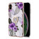 iPhone X / XS Electroplating Pattern IMD TPU Shockproof Case with Rhinestone Ring Holder - Purple Flower