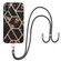 iPhone X / XS Electroplating Splicing Marble Flower Pattern TPU Shockproof Case with Lanyard - Black Flower