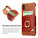 iPhone X / XS Fierre Shann Color Matching Genuine Leather Back Cover Case With 360 Degree Rotation Holder & Card Slot - Brown