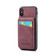 iPhone X / XS Fierre Shann Crazy Horse Card Holder Back Cover PU Phone Case - Wine Red