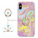 iPhone X / XS Laser Glitter Watercolor Pattern Shockproof Protective Case with Ring Holder - FD5