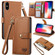 iPhone X / XS Love Zipper Lanyard Leather Phone Case - Brown