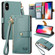 iPhone X / XS Love Zipper Lanyard Leather Phone Case - Green