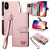 iPhone X / XS Love Zipper Lanyard Leather Phone Case - Pink