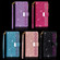 iPhone X / XS Multi-card Slots Starry Sky Laser Carving Glitter Zipper Horizontal Flip Leather Case with Holder & Wallet & Lanyard - Purple