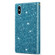 iPhone X / XS Multi-card Slots Starry Sky Laser Carving Glitter Zipper Horizontal Flip Leather Case with Holder & Wallet & Lanyard - Sky Blue