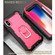 iPhone X / XS PC + Rubber 3-layers Shockproof Protective Case with Rotating Holder - Black + Rose Red