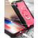 iPhone X / XS PC + Rubber 3-layers Shockproof Protective Case with Rotating Holder - Black + Rose Red