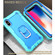 iPhone X / XS PC + Rubber 3-layers Shockproof Protective Case with Rotating Holder - Mint Green + Blue