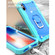 iPhone X / XS PC + Rubber 3-layers Shockproof Protective Case with Rotating Holder - Mint Green + Blue