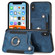 iPhone X / XS Retro Skin-feel Ring Multi-card Wallet Phone Case - Blue