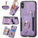 iPhone X / XS Retro Skin-feel Ring Multi-card Wallet Phone Case - Purple