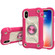 iPhone X / XS Shockproof Silicone + PC Protective Case with Dual-Ring Holder - Rose Red