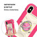 iPhone X / XS Shockproof Silicone + PC Protective Case with Dual-Ring Holder - Rose Red