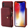 iPhone X / XS Zipper Shockproof Protective Case with Card Slots & Bracket & Photo Holder & Wallet Function - Red