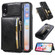 iPhone X / XS Zipper Wallet Bag PU Back Cover Shockrpoof Phone Case with Holder & Card Slots & Wallet - Black