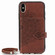 iPhone X/XS Mandala Embossed Magnetic Cloth PU + TPU + PC Case with Holder & Card Slots & Wallet & Photo Frame & Strap - Brown