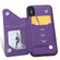 iPhone XS / X Cat Tree Embossing Pattern Shockproof Protective Case with Card Slots & Photo Frame & Holder - Purple