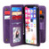 iPhone XS / X Multifunctional Magnetic Copper Buckle Horizontal Flip Solid Color Leather Case with 10 Card Slots & Wallet & Holder & Photo Frame - Purple