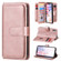 iPhone XS / X Multifunctional Magnetic Copper Buckle Horizontal Flip Solid Color Leather Case with 10 Card Slots & Wallet & Holder & Photo Frame - Rose Gold