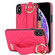 iPhone XS / X Non-slip Full Coverage Ring PU Phone Case with Wristband - Rose Red