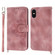 iPhone XS / X Skin-feel Flowers Embossed Wallet Leather Phone Case - Pink