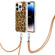 iPhone 15 Pro Max Electroplating Dual-side IMD Phone Case with Lanyard - Leopard Print