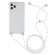 iPhone 15 Pro Four-Corner Shockproof Transparent TPU Case with Lanyard - White Black