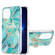 iPhone 13 Pro Max Electroplating Splicing Marble Pattern Dual-side IMD TPU Shockproof Case with Ring Holder - Blue