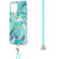 iPhone 13 Pro Max Electroplating Splicing Marble Pattern Dual-side IMD TPU Shockproof Case with Neck Lanyard - Blue