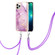 iPhone 13 Pro Max Electroplating Marble Pattern IMD TPU Shockproof Case with Neck Lanyard - Purple 001