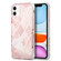 iPhone 13 Pro Max Electroplating Matching Marble IMD Four-Corner TPU Shockproof Case - Pink