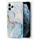 iPhone 13 Pro Max Four Corners Shocproof Flow Gold Marble IMD Back Cover Case - Light Blue