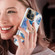 iPhone 13 Pro Max Ring IMD Flowers TPU Phone Case  - Blue Peony