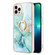 iPhone 13 Pro Max Electroplating Marble Pattern IMD TPU Shockproof Case with Ring Holder - Green 003
