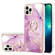 iPhone 13 Pro Max Electroplating Marble Pattern IMD TPU Shockproof Case with Ring Holder - Purple 001