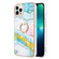 iPhone 13 Pro Max Electroplating Marble Pattern IMD TPU Shockproof Case with Ring Holder - Green 004