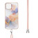 iPhone 13 Pro Max Electroplating Pattern IMD TPU Shockproof Case with Neck Lanyard - Milky Way White Marble